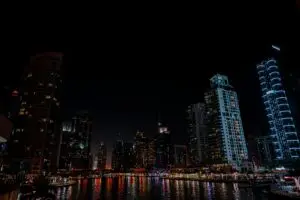 skyscrappers view from our dinner cruise dubai