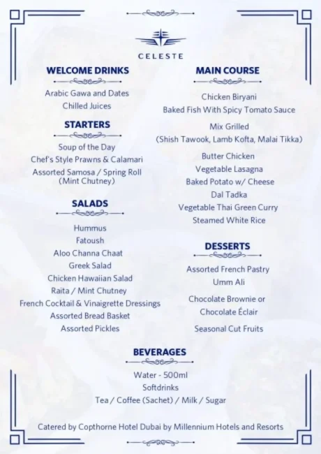 Celeste Dinner Cruise Menu English.